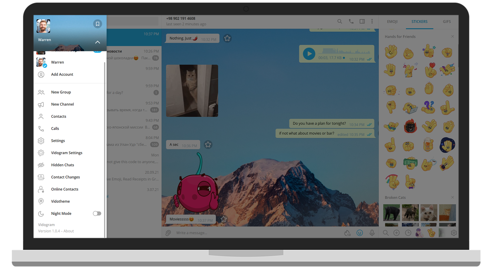 Vidogram desktop app preview